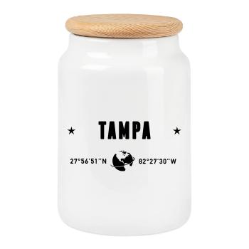 Tampa, Floride, Coordonnées de la planète Terre - Boîte à biscuits avec couvercle en bois - blanc - Devant