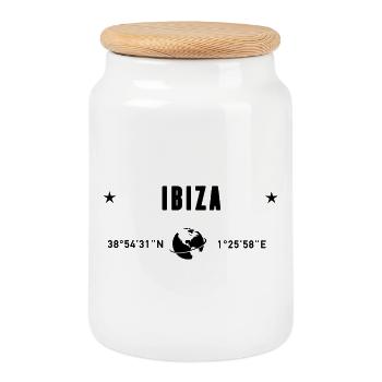 Ibiza Spain Coordinates Gps Globe - Cookie Jar with Wooden Lid - white - Front