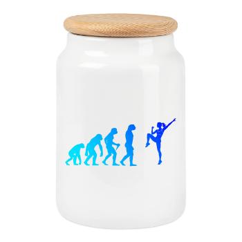 Gift idea for the fitness athlete with aerobics - Cookie Jar with Wooden Lid - white - Front