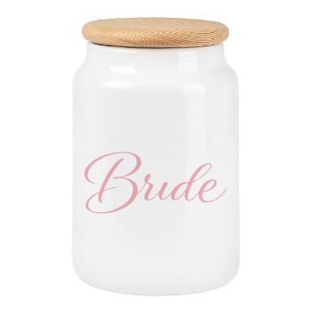 Bride - Cookie Jar with Wooden Lid - white - Front