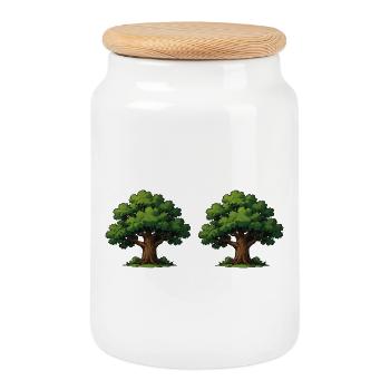 Dessin animé de la Forêt Jumelle - Boîte à biscuits avec couvercle en bois - blanc - Devant