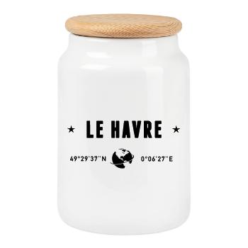 Le Havre France Coordonnées Gps Globe - Boîte à biscuits avec couvercle en bois - blanc - Devant