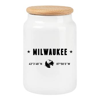Milwaukee, Wisconsin, coordonnées GPS Globe - Boîte à biscuits avec couvercle en bois - blanc - Devant