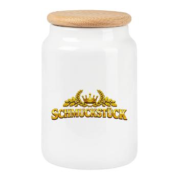 Golden Masterpiece Typography Schmuckstück german  - Cookie Jar with Wooden Lid - white - Front