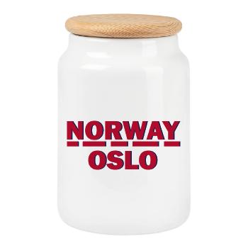 Norwegen Oslo Retro-Emblem - Keksdose mit Holzdeckel - Weiß - Vorne