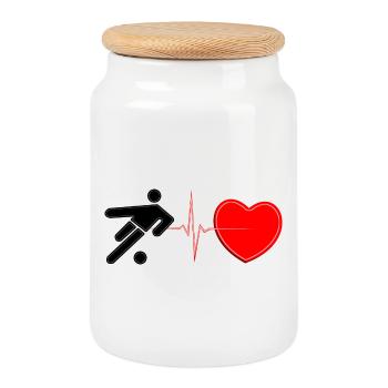 Soccer Heartbeat Lifeline – Football Passion Art - Boîte à biscuits avec couvercle en bois - blanc - Devant