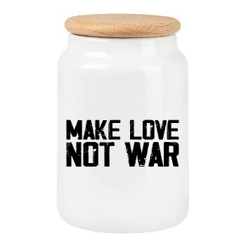 Make Love Not War | Grunge-Vintage-Friedenszitat - Keksdose mit Holzdeckel - Weiß - Vorne