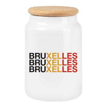 BRUXELLES Brüssel - Brussels Belgien Belgian Flag - Keksdose mit Holzdeckel - Weiß - Vorne