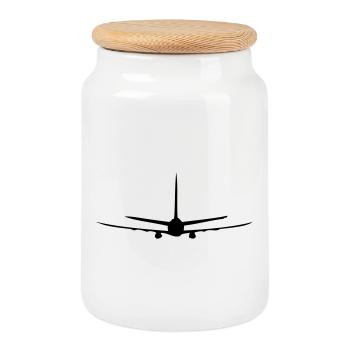 Avion - Boîte à biscuits avec couvercle en bois - blanc - Devant