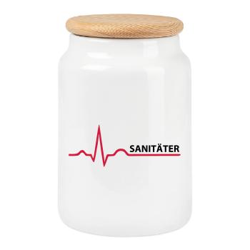 Sanitäter Schrifzug - Keksdose mit Holzdeckel - Weiß - Vorne