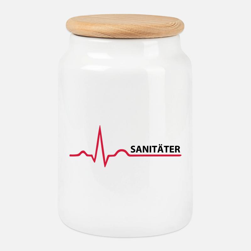 Sanitäter Schrifzug - Keksdose mit Holzdeckel - Weiß