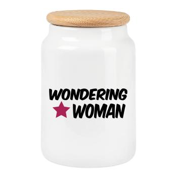 wondering woman - Keksdose mit Holzdeckel - Weiß - Vorne