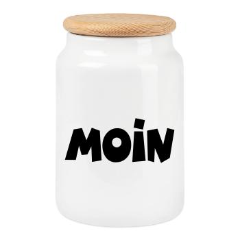 Moin - Keksdose mit Holzdeckel - Weiß - Vorne