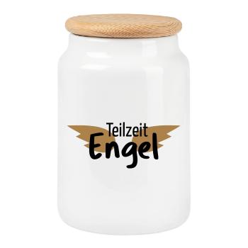 Engel Teilzeitengel Flügel Held Heldin Geschenk - Keksdose mit Holzdeckel - Weiß - Vorne