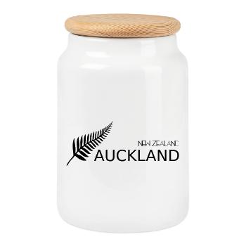 Ville des Voiles Auckland Nouvelle-Zélande - Boîte à biscuits avec couvercle en bois - blanc - Devant