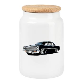 Chevy II Nova Super Sport - Cookie Jar with Wooden Lid - white - Front