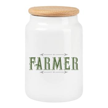 farmer - Cookie Jar with Wooden Lid - white - Front