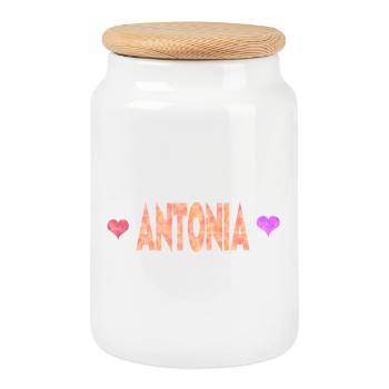 Antonia - Keksdose mit Holzdeckel - Weiß - Vorne