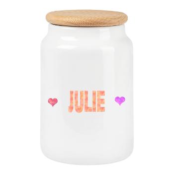 Julie - Cookie Jar with Wooden Lid - white - Front