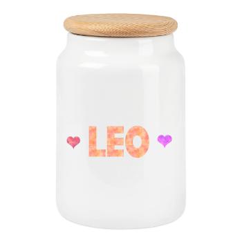 Leo - Keksdose mit Holzdeckel - Weiß - Vorne