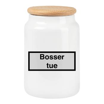 Bosser tue :) - Boîte à biscuits avec couvercle en bois - blanc - Devant
