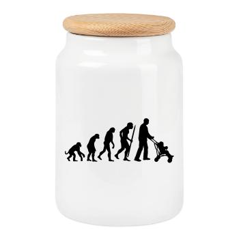 Evolution of the the (grand)fatherhood - Cookie Jar with Wooden Lid - white - Front