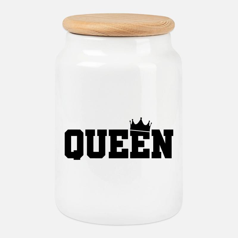 queen - Keksdose mit Holzdeckel - Weiß
