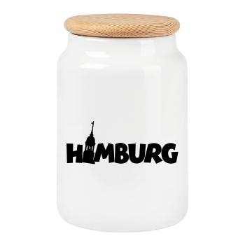 Hambourg Logo - Boîte à biscuits avec couvercle en bois - blanc - Devant