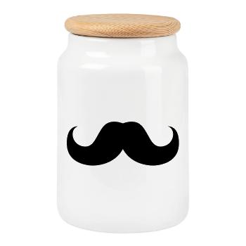 mustaches mustache beard - Cookie Jar with Wooden Lid - white - Front