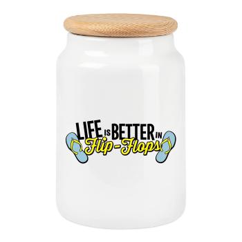 life is better in flop flops - beach sommer party - Keksdose mit Holzdeckel - Weiß - Vorne