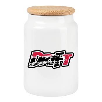 Drift Motorsport - Boîte à biscuits avec couvercle en bois - blanc - Devant