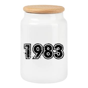 Jahrgang 1983 - Cookie Jar with Wooden Lid - white - Front