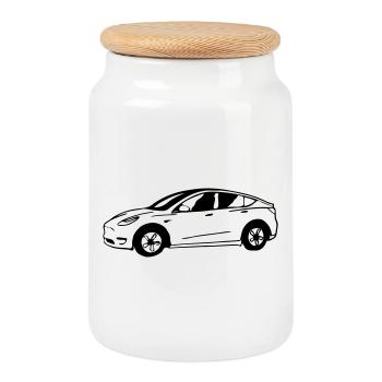 Modèle Y dessiné schématiquement - Boîte à biscuits avec couvercle en bois - blanc - Devant
