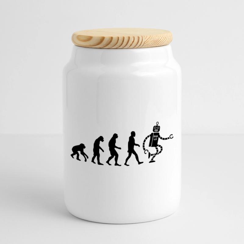 evolution robot évolution Boîte à biscuits avec couvercle en bois
