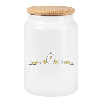 Poulet Mama avec des poussins I Poulets drôles - Boîte à biscuits avec couvercle en bois - blanc - Devant
