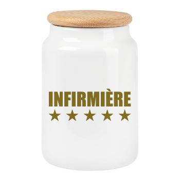 Infirmière - Boîte à biscuits avec couvercle en bois - blanc - Devant