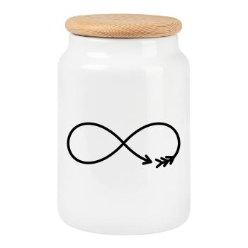 Flèche du Signe de l’Infini Cadeau Amour - Boîte à biscuits avec couvercle en bois - blanc - Devant