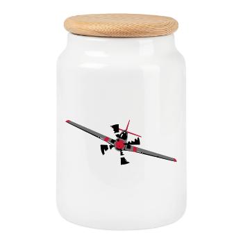 Flugzeug - Keksdose mit Holzdeckel - Weiß - Vorne