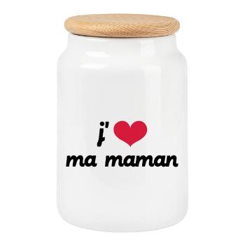 J'aime ma Maman - Boîte à biscuits avec couvercle en bois - blanc - Devant