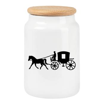 véhicule - Boîte à biscuits avec couvercle en bois - blanc - Devant