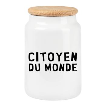 revolution / paix / peuple / voyage / écolo / - Boîte à biscuits avec couvercle en bois - blanc - Devant