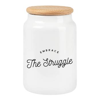 Embrace The Struggle - Motivational Text - Cookie Jar with Wooden Lid - white - Front