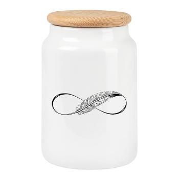 Cute Lines Infinity Feder - Keksdose mit Holzdeckel - Weiß - Vorne