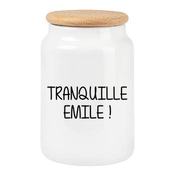 Tranquille Emile ! Humour Cool Fun Drôle Vacances - Boîte à biscuits avec couvercle en bois - blanc - Devant
