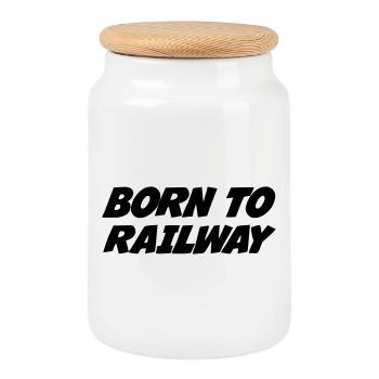 Eisenbahner / Eisenbahnen / Eisenbahn / Bahn - Keksdose mit Holzdeckel - Weiß - Vorne