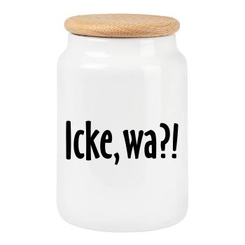 Icke, wa?! Berlin Spruch - Berliner Sprüche - Keksdose mit Holzdeckel - Weiß - Vorne