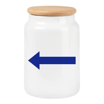 Blue left arrow - Cookie Jar with Wooden Lid - white - Front