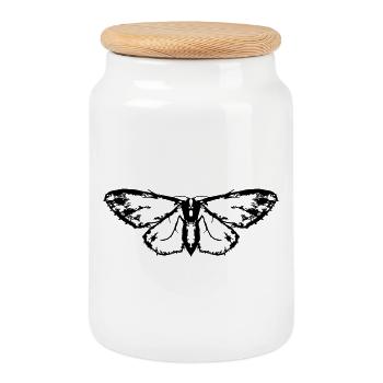 Nachtfalter / Schmetterling / Motte - Keksdose mit Holzdeckel - Weiß - Vorne