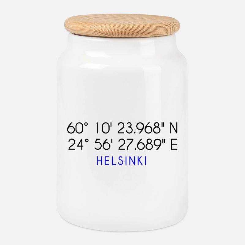Coordonnées d'Helsinki - Boîte à biscuits avec couvercle en bois - blanc