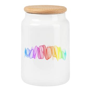 Abstract Lines Design 12 - Cookie Jar with Wooden Lid - white - Front